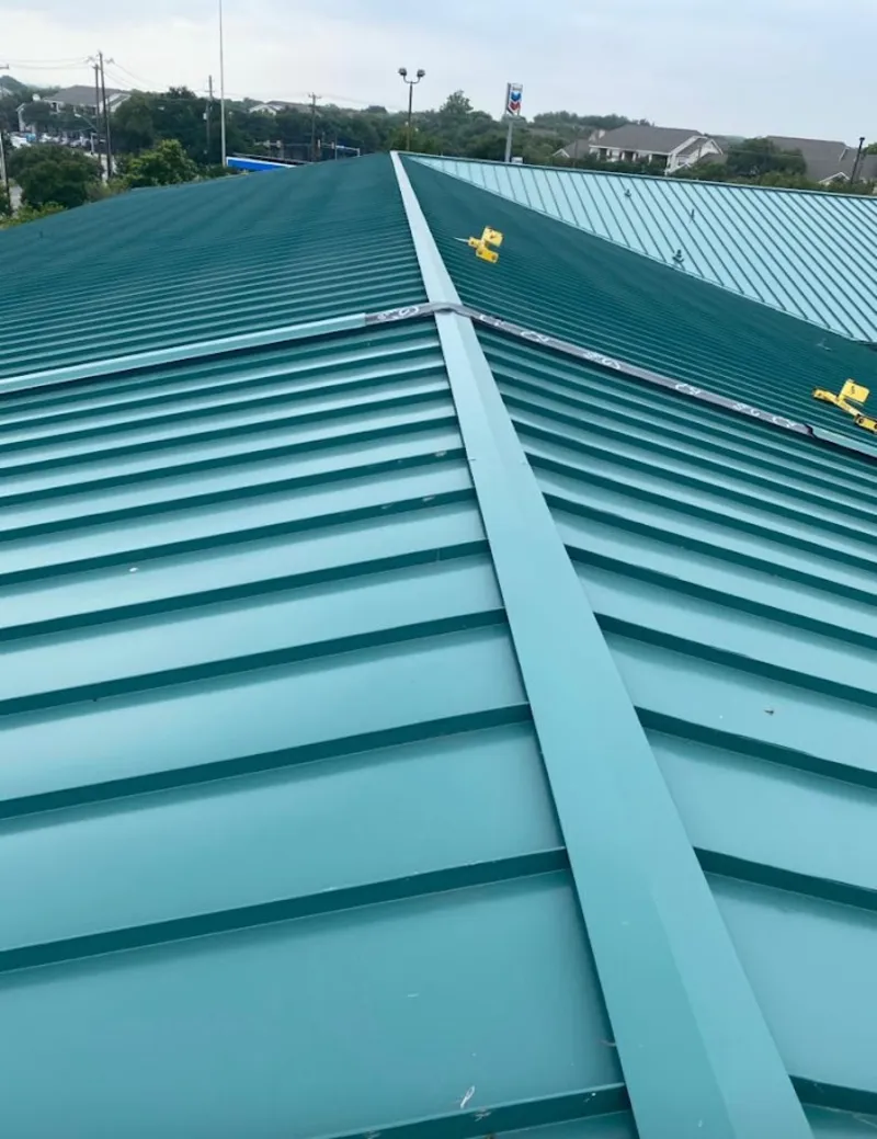 Green commercial metal roof ridge and valley for Metal Roof Repair in Cedar Hill